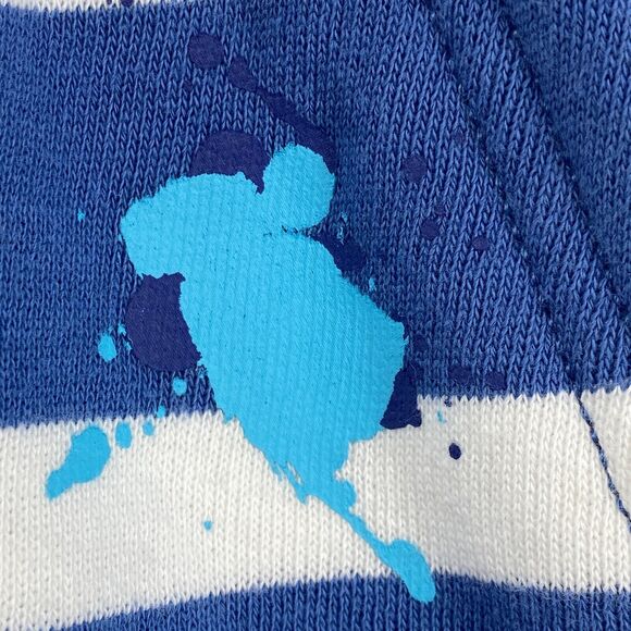 POLO RALPH LAUREN Shorts Womens XL Paint Splatter Striped Fleece 4" Sweat Blue - Picture 6 of 13